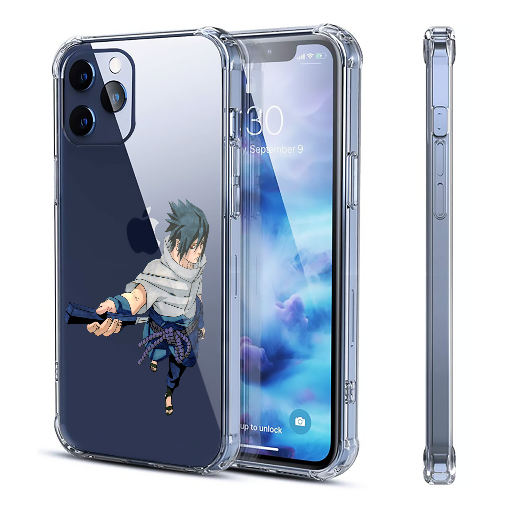 （画像用） NARUTO -ナルト- うちは サスケ Uchiha Sasuke 【iPhone 12シリーズ対応】透明スマホケース（クリアソフトケース）